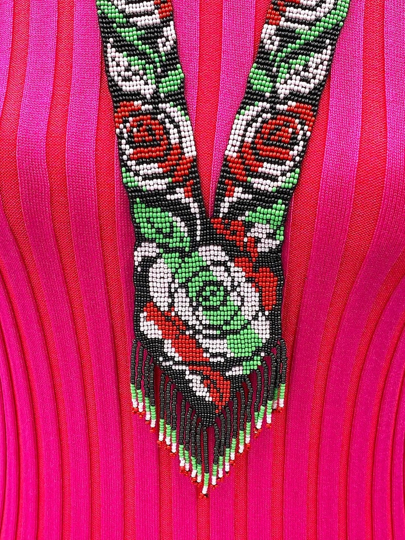 BeadsCorner Native Tribal Style Long Statement Beaded Necklace for Women Handmade - Image 4